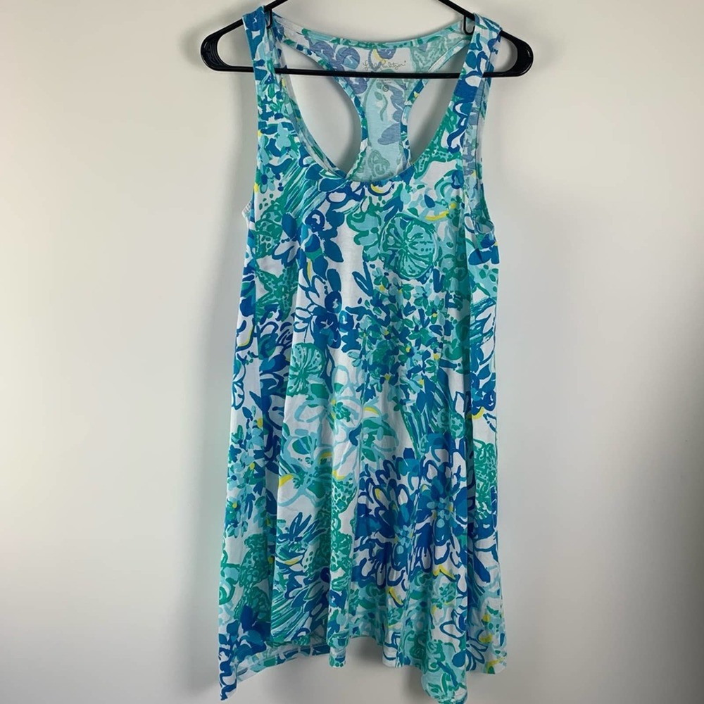 Lilly Pulitzer Blue Printed Racerback Dress S